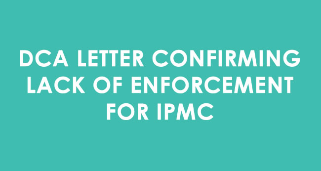 DCA letter confirming lack of enforcement for IPMC